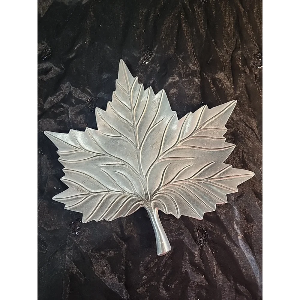 Home Interior Gift Lg Silver Tone Maple Leaf Metal Wall Hanging Table Decor Fall